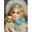 Девчонка с собачкой Ткань с нанесенным рисунком для вышивки бисером Конек