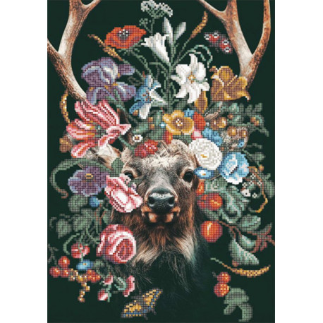  Природа и звери. Олень Ткань с нанесенным рисунком для вышивки бисером Конек 1377