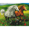  Лошади в маковом поле Алмазная мозаика вышивка на подрамнике GF4249