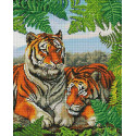 Тигры на отдыхе Алмазная мозаика вышивка на подрамнике