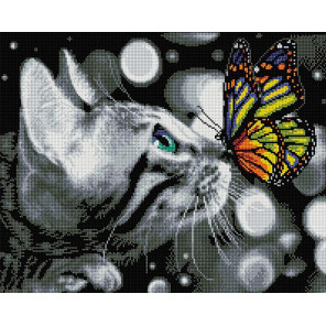  Дружба котика с бабочкой Алмазная мозаика вышивка на подрамнике GF4648