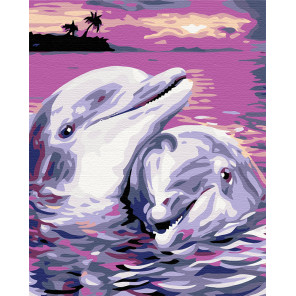 Нежность дельфинов Раскраска по номерам на холсте Живопись по номерам KTMK-132381