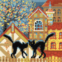 Город и кошки. Осень Алмазная вышивка мозаика Риолис