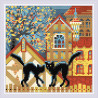 Пример оформления в рамку Город и кошки. Осень Алмазная вышивка мозаика Риолис АМ0049