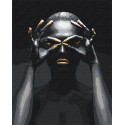 Золотые ресницы и губы / Африканка Раскраска картина по номерам на холсте с металлической краской