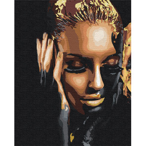 Пример в интерьере Стильная девушка / Африканка 80х100 см Раскраска картина по номерам на холсте с металлической краской AAAA-R