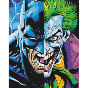 Пример в интерьере Бэтман и Джокер 100х125 см Раскраска картина по номерам на холсте с неоновыми красками AAAA-RS083-100x125
