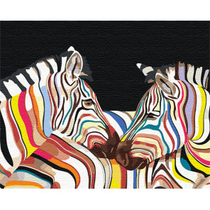  Радужные зебры 100х125 см Раскраска картина по номерам на холсте с неоновыми красками AAAA-RS101-100x125