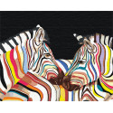 Радужные зебры 100х125 см Раскраска картина по номерам на холсте с неоновыми красками