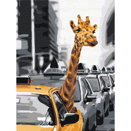 AAAA-RS053 Жираф в большом городе Раскраска картина по номерам на холсте  недорого купить в интернет магазине в Краснодаре , цена, отзывы, фото