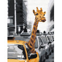 Жираф в большом городе Раскраска картина по номерам на холсте