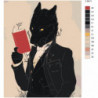 Волк в костюме с книгой 80х100 Раскраска картина по номерам на холсте