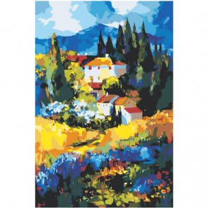 Дом в горах абстракция Раскраска картина по номерам на холсте