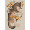 Волк с цветами Раскраска картина по номерам на холсте