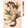 Кричащий волк с цветами 80х120 Раскраска картина по номерам на холсте