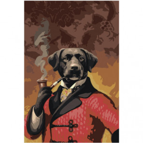 Портрет собаки с трубкой Раскраска картина по номерам на холсте