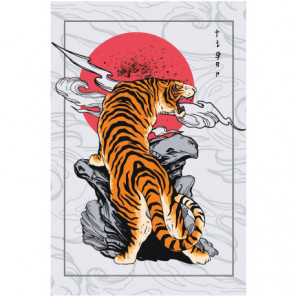 Тигр в японском стиле 100х150 Раскраска картина по номерам на холсте