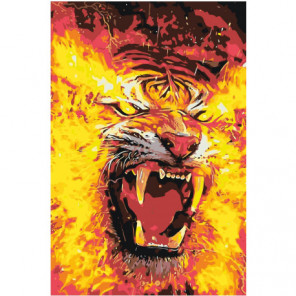 Огненный тигр 100х150 Раскраска картина по номерам на холсте