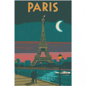 Париж под луной 100х150 Раскраска картина по номерам на холсте