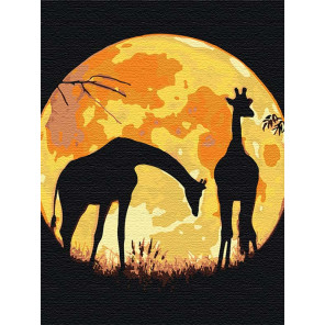 Пример в интерьере Жирафы и сияющая луна 75х100 см Раскраска картина по номерам на холсте с неоновыми красками AAAA-RS125-75x10
