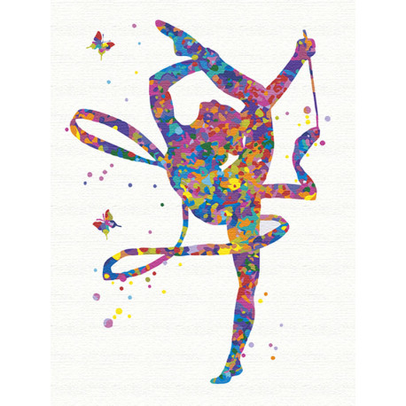  Гимнастка с лентой Раскраска картина по номерам на холсте с неоновыми красками AAAA-RS124