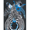 Зебра с синими цветами 60х80 см Раскраска картина по номерам на холсте