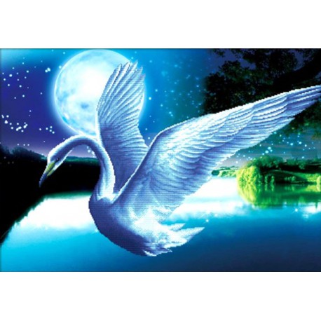 Лебедь в ночи Алмазная частичная вышивка (мозаика) Color Kit