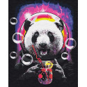 Панда в космосе с коктейлем Раскраска картина по номерам на холсте с неоновыми красками