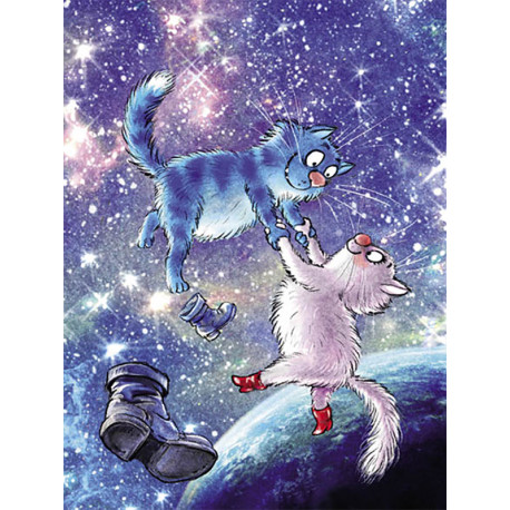  Коты в космосе Раскраска картина по номерам на холсте ME1131