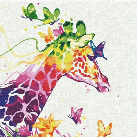 Радужный жираф Раскраска картина по номерам на холсте