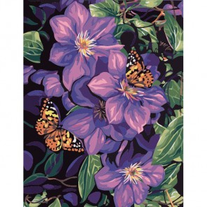 Бабочки и клематисы Алмазная вышивка (мозаика) на подрамнике Color Kit