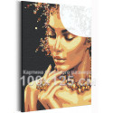 Девушка с золотым ожерельем 100х125 см Раскраска картина по номерам с металлической краской