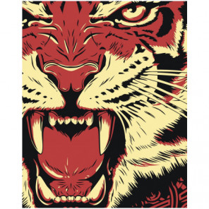 Рычащий тигр Раскраска картина по номерам на холсте
