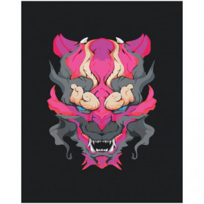 Японская маска демона 100х125 Раскраска картина по номерам на холсте