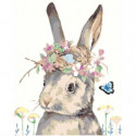 Кролик с цветами 100х125 Раскраска картина по номерам на холсте