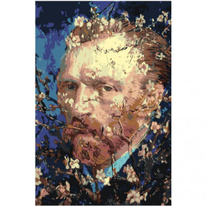 Винсент Ван Гог в цветах 100х150 Раскраска картина по номерам на холсте