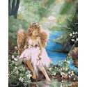 Ангелочек у воды Раскраска картина по номерам на холсте