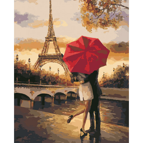  Поцелуй в Париже Раскраска картина по номерам на холсте U8026