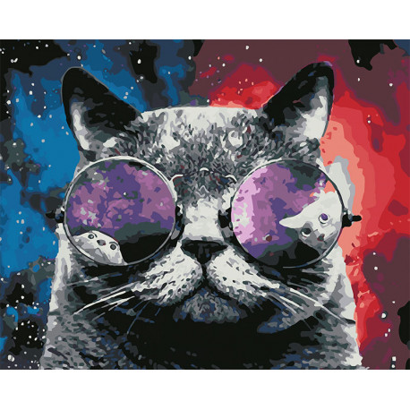  Космический кот Раскраска картина по номерам на холсте U8012