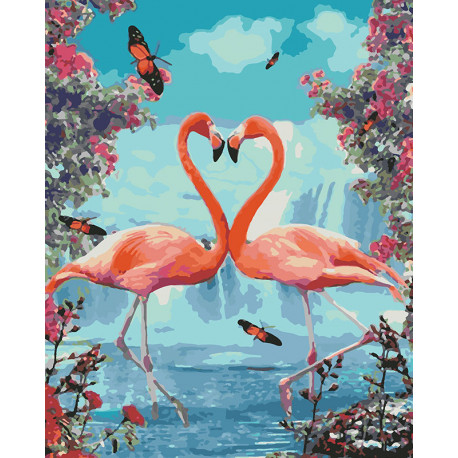  Пара фламинго Раскраска картина по номерам на холсте U8010