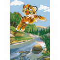 Игривый тигрёнок Раскраска картина по номерам на холсте