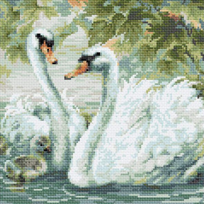  Белые лебеди Алмазная вышивка мозаика Риолис АМ0036