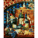 Натюрморт вино и сыр Раскраска картина по номерам