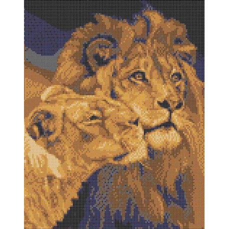  Лев и львица Канва с рисунком для вышивки бисером Каролинка ТКБЖ 3034