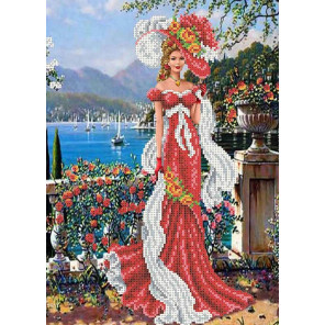  Дама с шарфом Канва с рисунком для вышивки бисером Каролинка ТКБЛ 3015 1