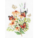 Эхинацея и бабочки Набор для вышивания Многоцветница