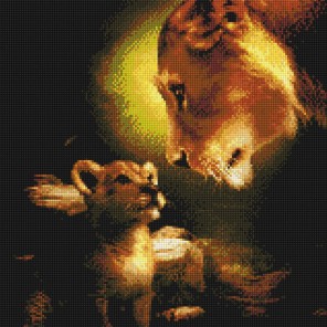 Львица с львенком Алмазная вышивка (мозаика) Sddi Anya