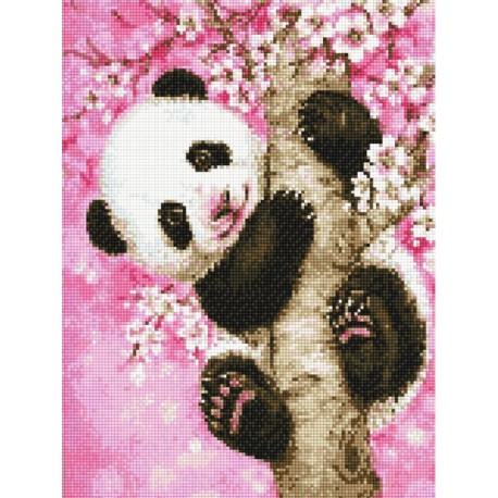 Панда в розовых цветах Алмазная вышивка (мозаика) Sddi Anya