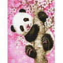 Панда в розовых цветах Алмазная вышивка (мозаика) Sddi Anya