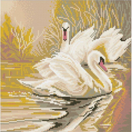  Белые лебеди Ткань с рисунком для вышивки бисером Конек 1340